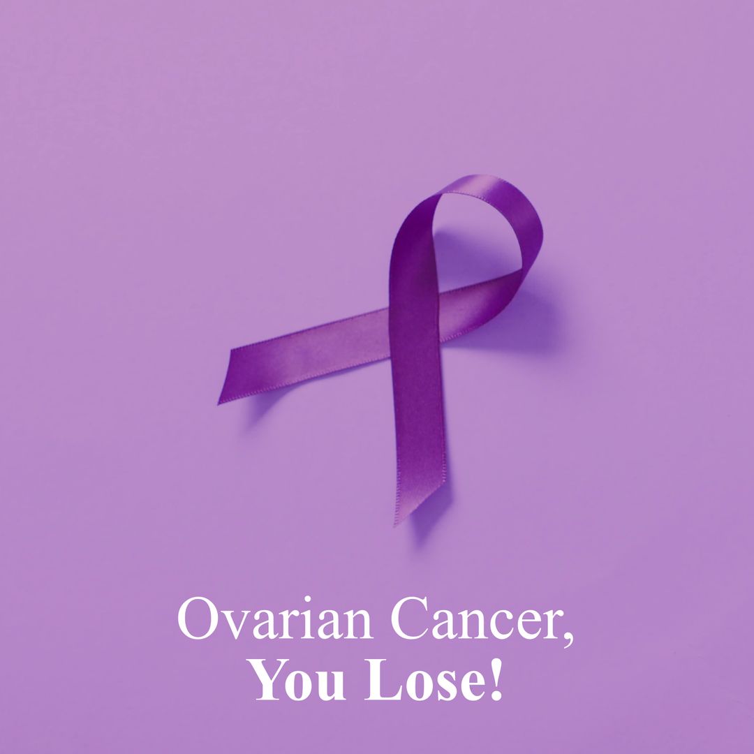 Purple Ribbon for Ovarian Cancer Awareness with Empowering Message