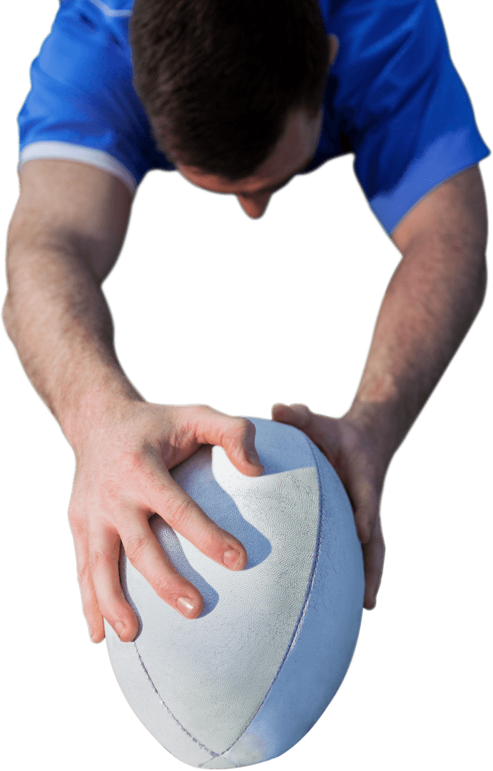 Transparent Action Shot of Determined Rugby Player with Extended Arms