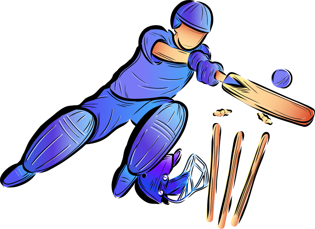 Dynamic Cricket Batsman Dive Action Transparent Background