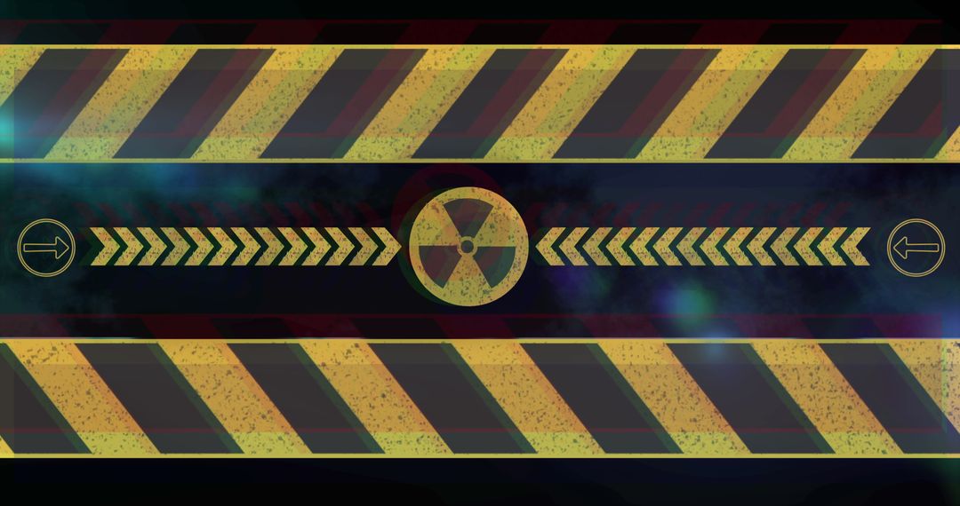Nuclear Warning Sign with Biohazard Symbol and Light Effects
