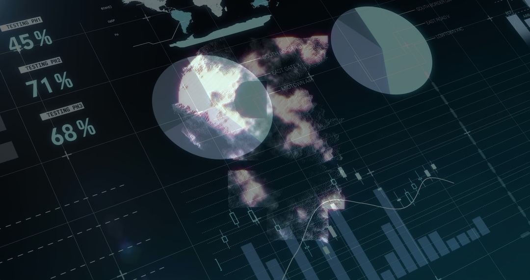 Digital Ruble Symbol Overlay on Data Visualization Interface