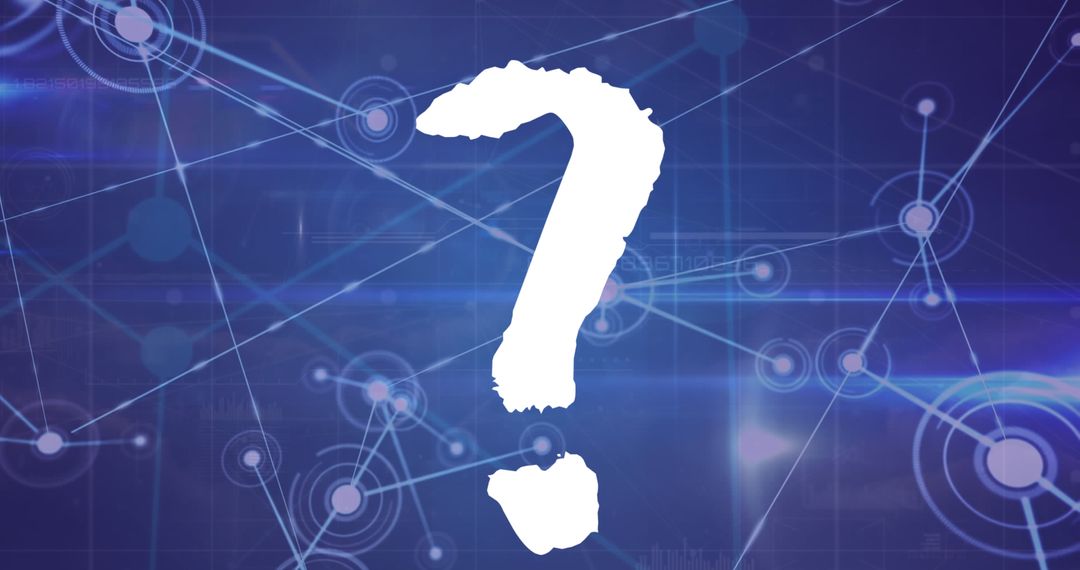 Question Mark Over Digital Network Background