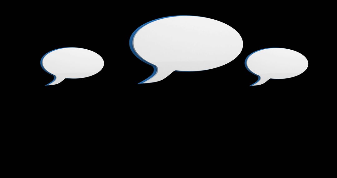 Floating White Communication Icon Bubbles on Black Background