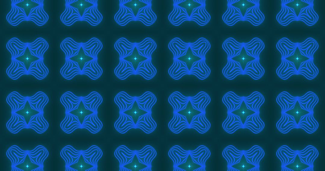 Glowing Neon Blue Kaleidoscope Shapes in Seamless Loop