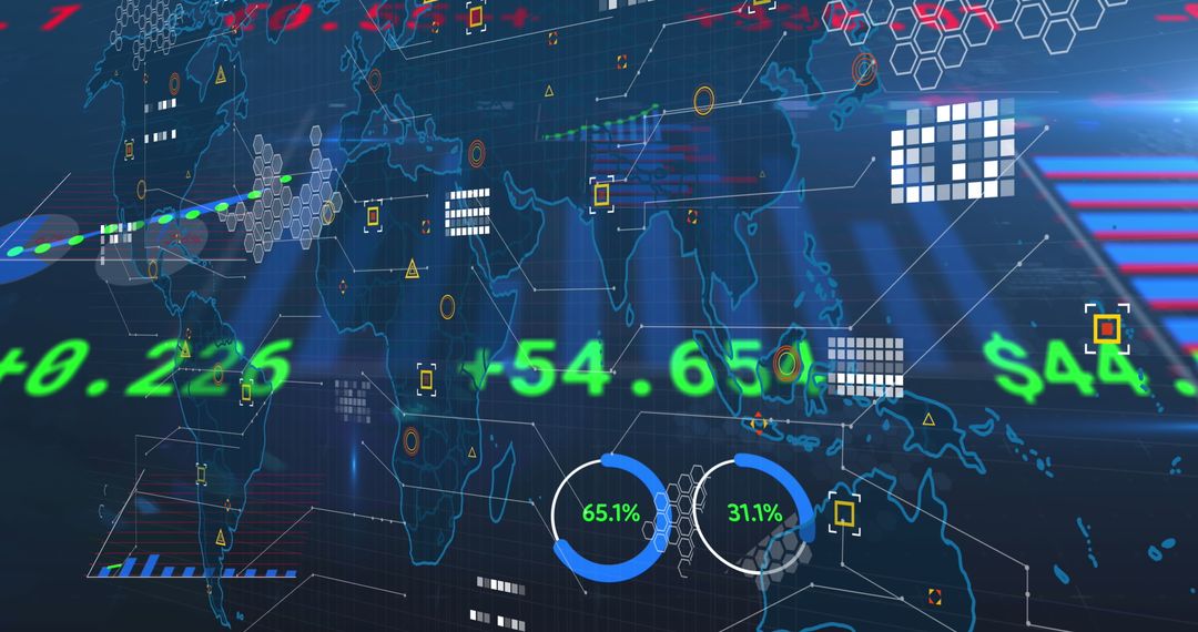 Futuristic Data Visualizations in Global Business Interface