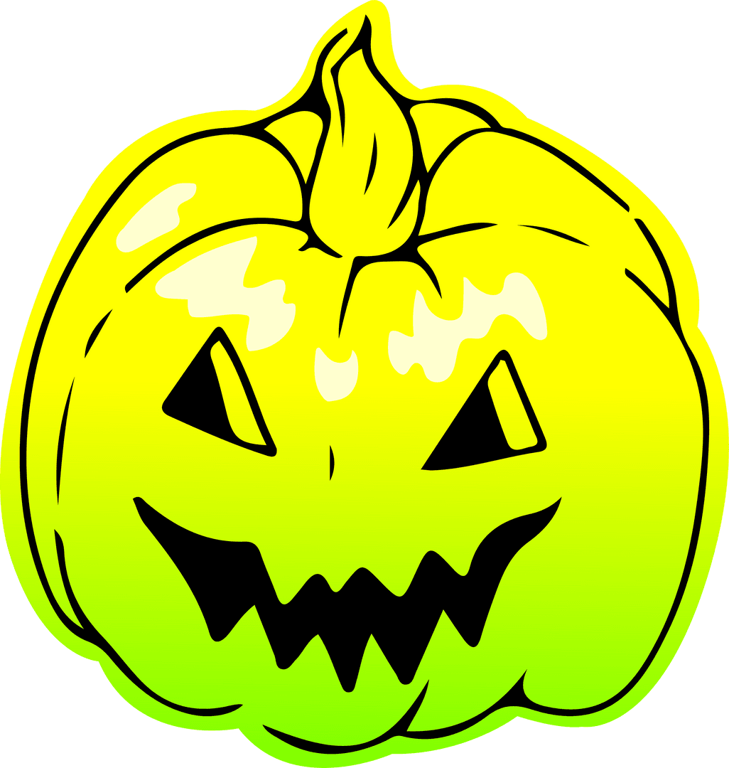 Vibrant Transparent Jack-o'-Lantern Illustration with Gradient Effect