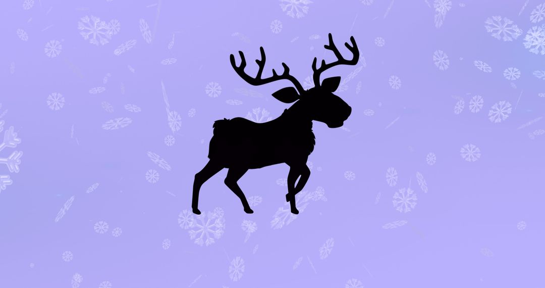 Silhouette of Reindeer Walking with Snowflakes on Purple Background - Free Images, Stock Photos and Pictures on Pikwizard.com