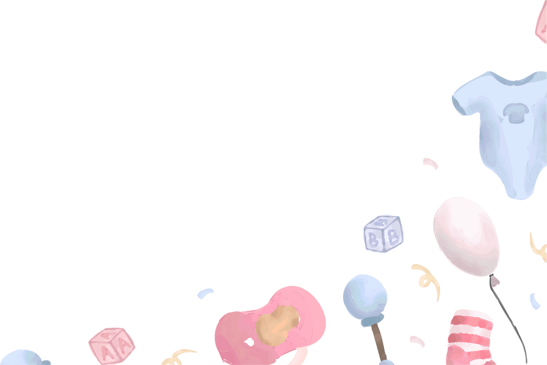 Transparent Border with Baby Items in Pastel Colors