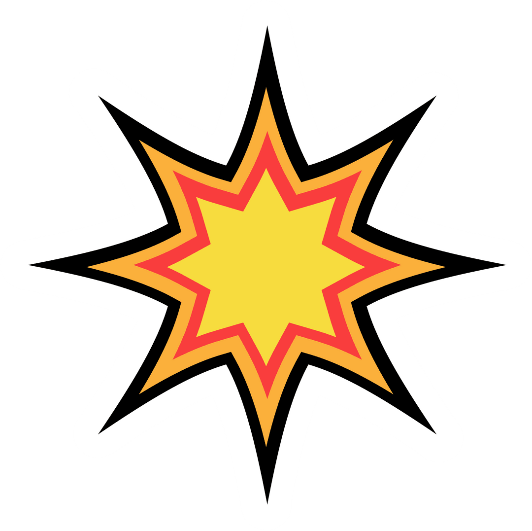 Flat Starburst Pop Art Vector on Transparent Background