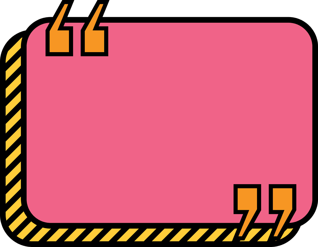 Pink Text Bubble with Orange Double Quotes on Transparent Background