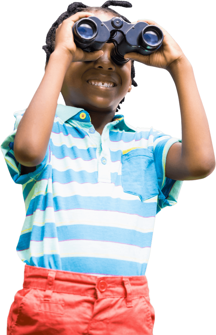 Curious Youngster Enjoying Exploration Through Binoculars