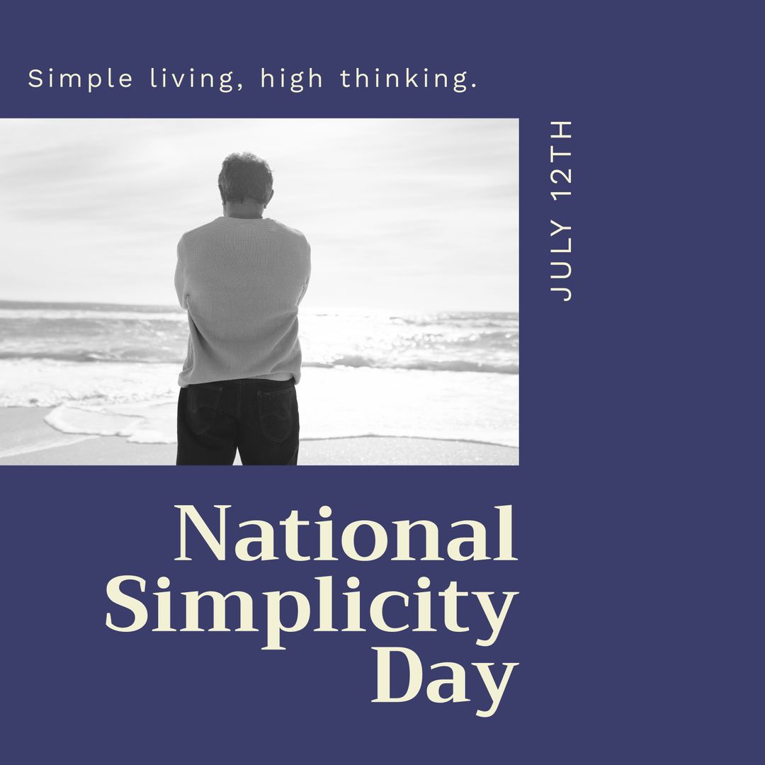 Man Embracing Minimalism on Beach for National Simplicity Day