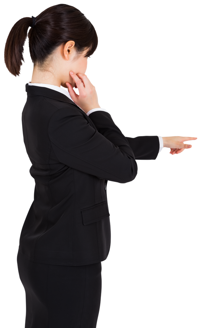 Transparent Asian Businesswoman Pointing on Isolated Background - Download Free Stock Images Pikwizard.com