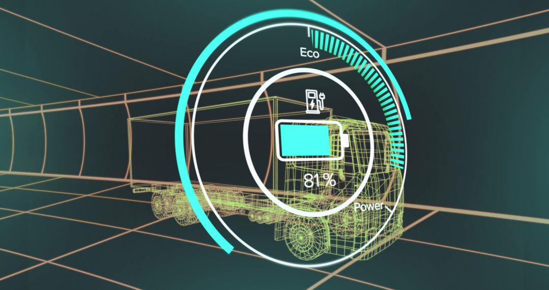 Digital Truck with Futuristic Interface and Data Analytics Overlay