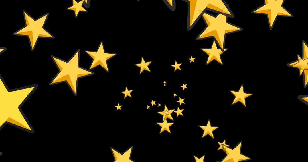 Floating Yellow Stars on Black Background Creating Magical Effect