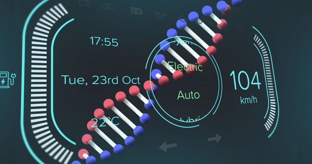 Futuristic Holographic Dashboard with DNA Interface Overlay