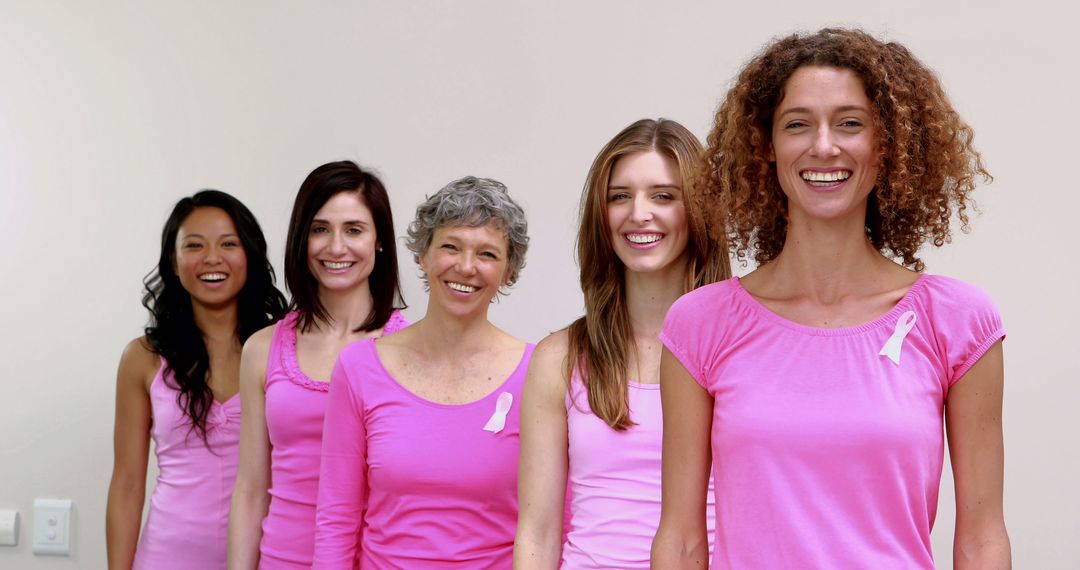 Diverse Group of Women Supporting Breast Cancer Awareness in Pink - Free Images, Stock Photos and Pictures on Pikwizard.com