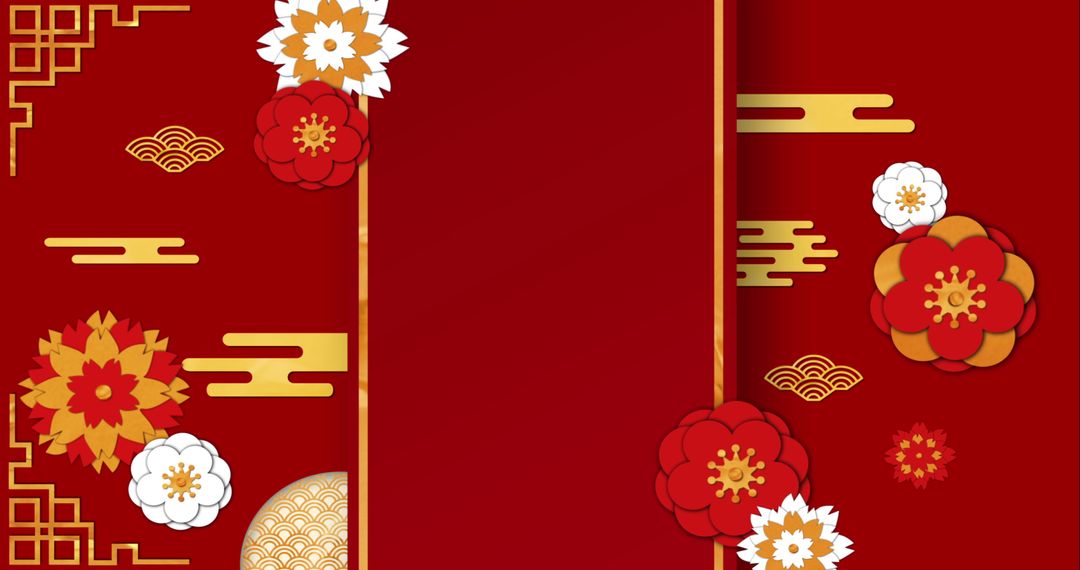 Elegant Chinese New Year Flowers and Abstract Shapes Background - Free Images, Stock Photos and Pictures on Pikwizard.com