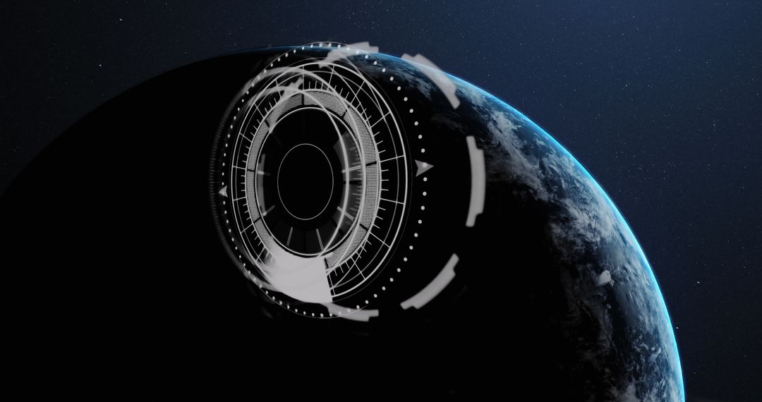 Digital Interface Overlay on Glowing Earth in Space