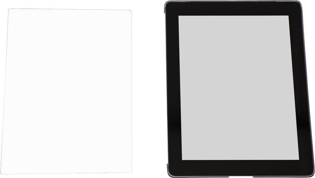 Transparent Tablet and Tempered Glass Front View Comparison