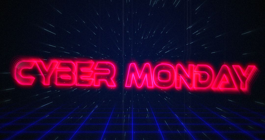 Retro Cyber Monday Glitch Text with Futuristic Neon Design