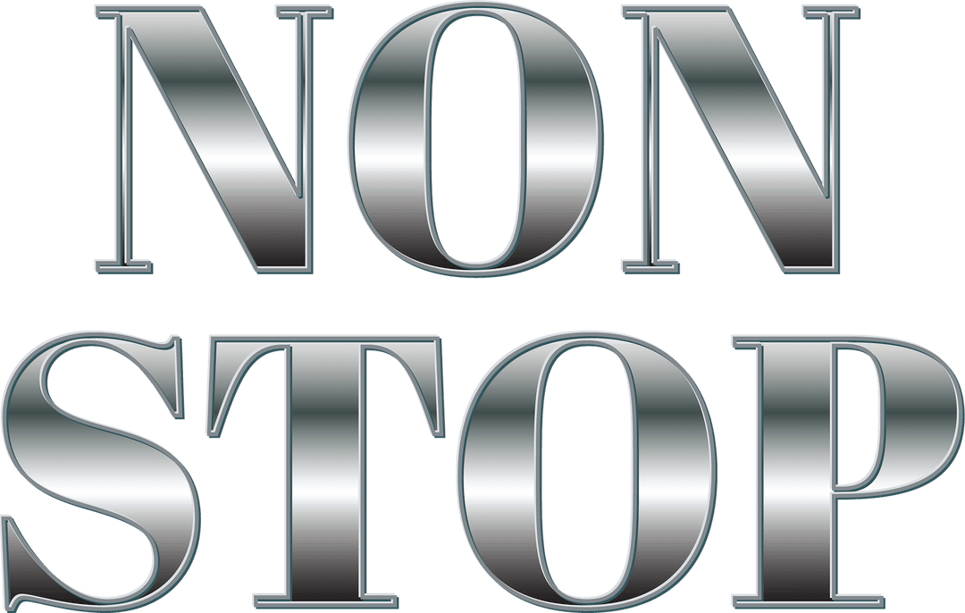 Chrome 3D NON STOP Text on Transparent Background