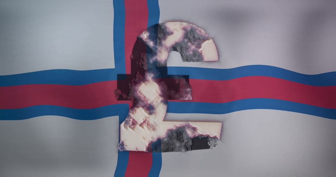 Pound Symbol Overlay on Faroe Islands Flag for Finance Concept