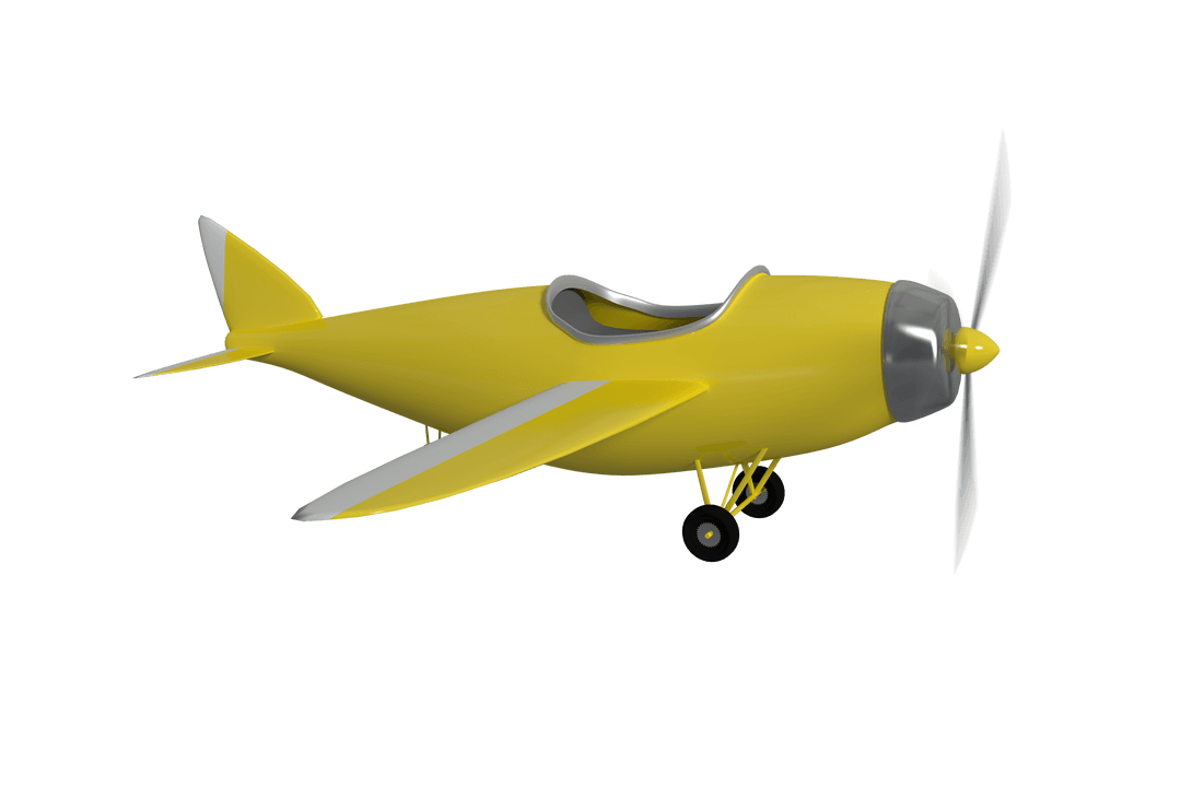 Digital Illustration of Yellow Plane with Transparent Background