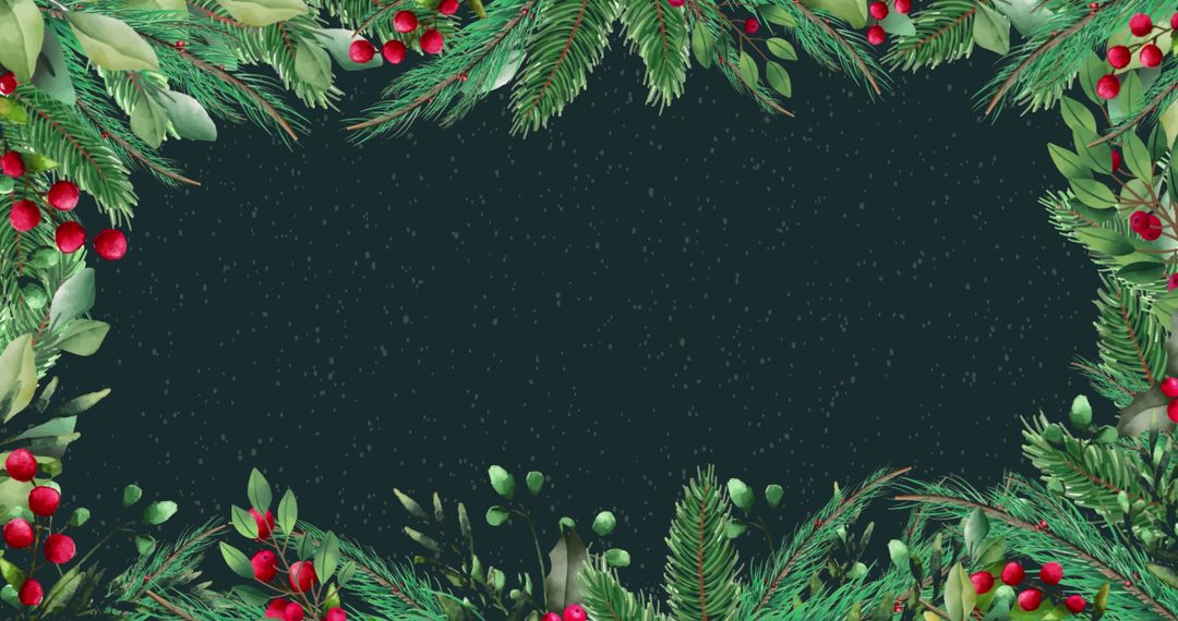 Festive Christmas Fir Border with Falling Snow