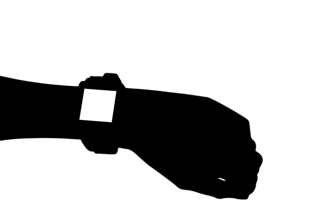 Silhouette of Hand Featuring Sports Smartwatch on Transparent Background