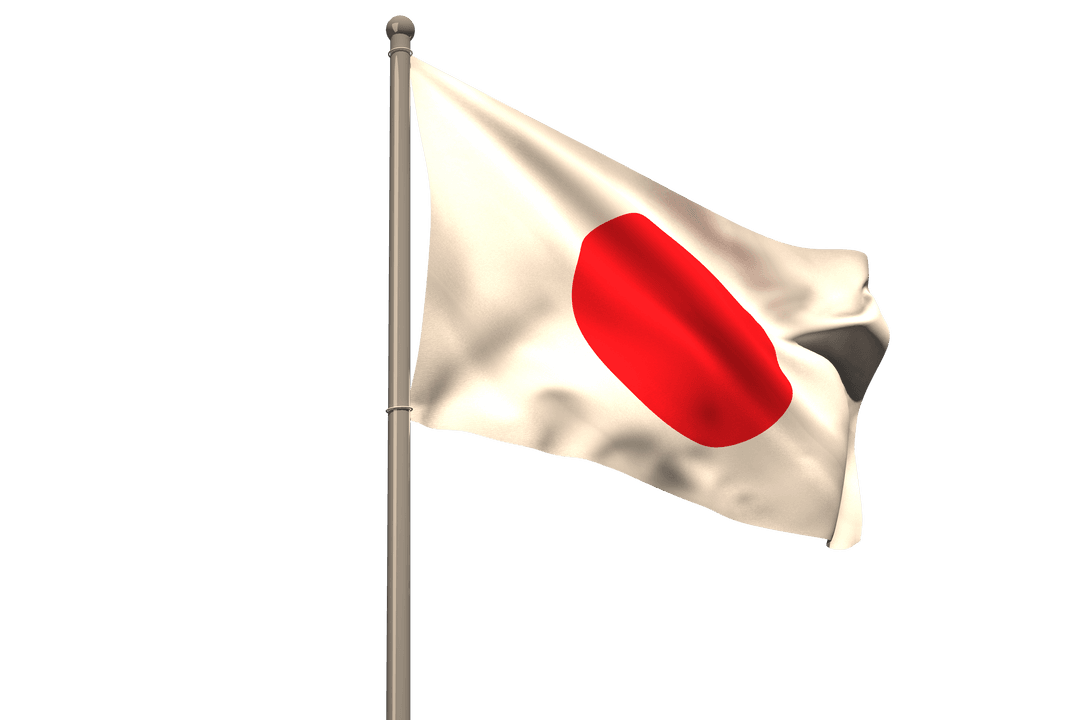 Flag of Japan on Pole with Transparent Background
