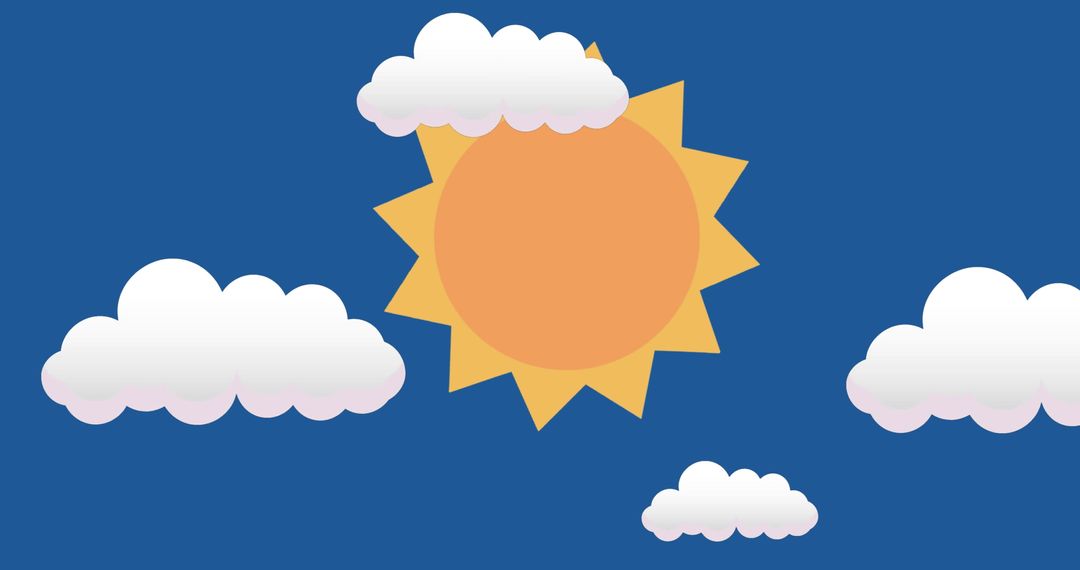 Sunny Sky with Fluffy Clouds Illustration