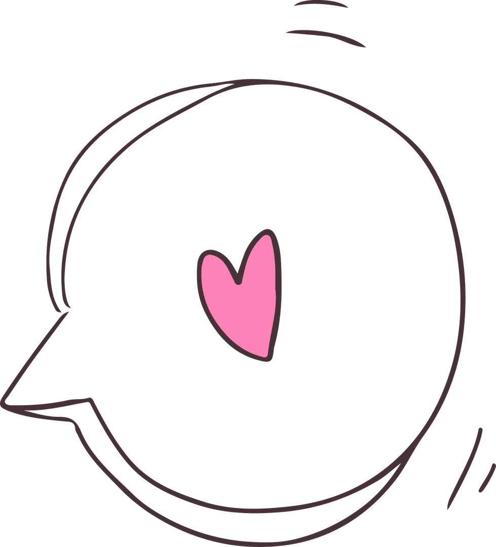 Pink Heart Floating Speech Bubble on Transparent Background