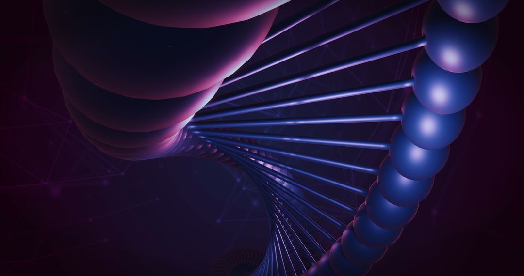 Futuristic Purple DNA Strand Spinning in Motion