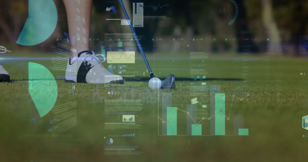 Golfer Analyzing Performance with Data Charts Innovating Training Techniques