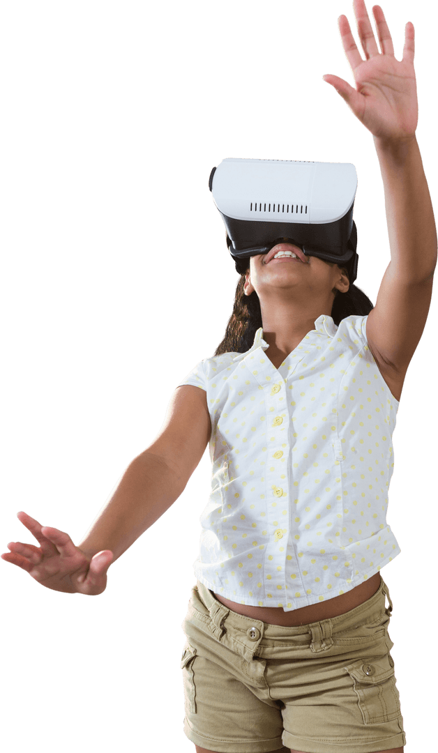 Young Girl Experiencing Virtual Reality in Transparent Setting