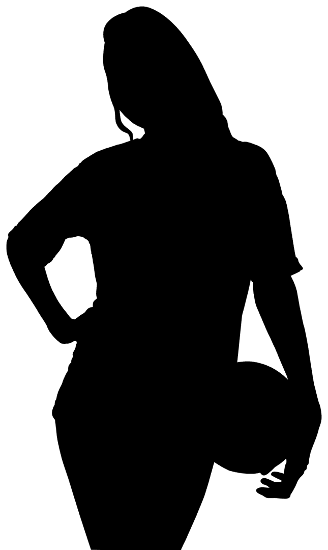 Digital Silhouette of Woman with Basketball on Transparent Background