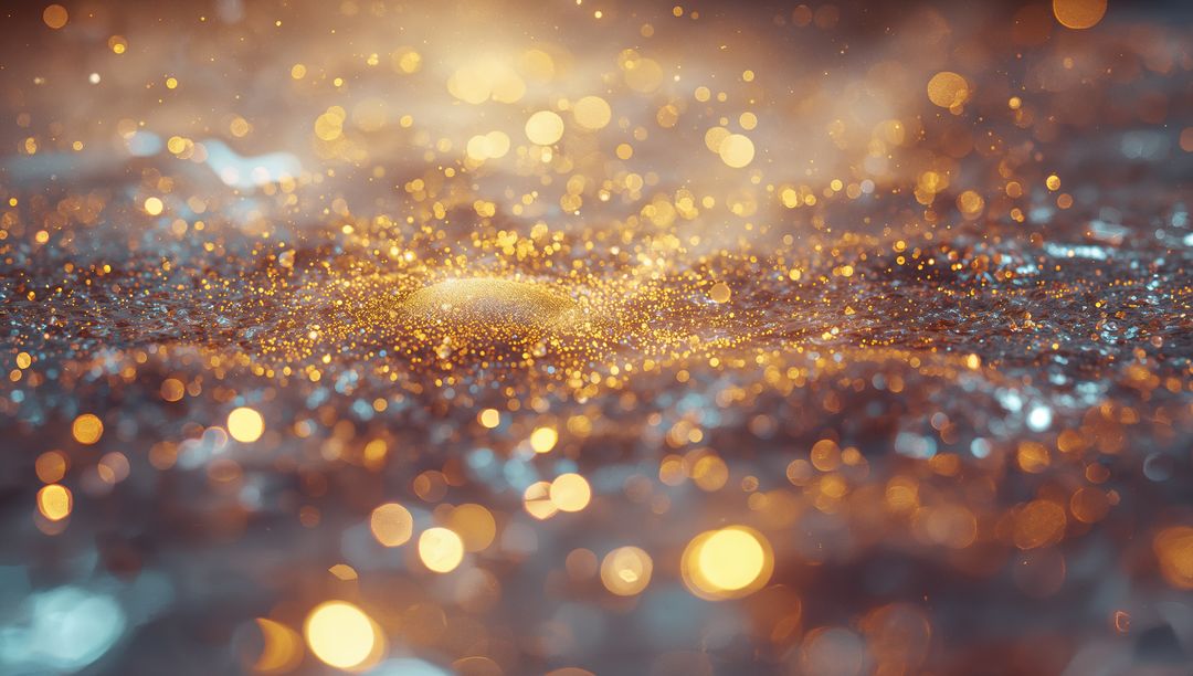 Glowing Gold Glitter Radiance in Macro View
