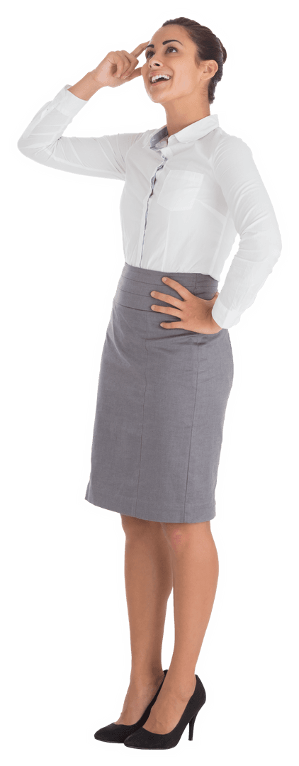 Happy Businesswoman Smiling and Planning Future Transparent Background