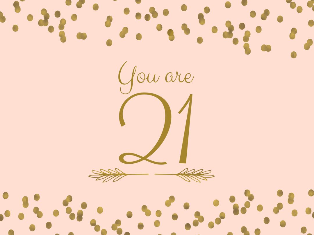 Golden Confetti 21st Birthday Invitation Template on Pink Background - Download Free Stock Templates Pikwizard.com