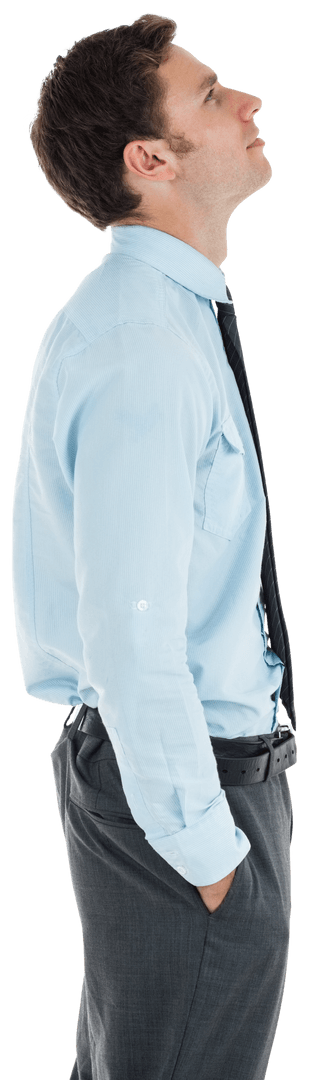 Transparent Background Businessman Looking Upwards