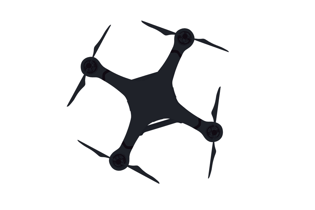 Transparent Black Drone Illustration with Isolated Minimalist Design