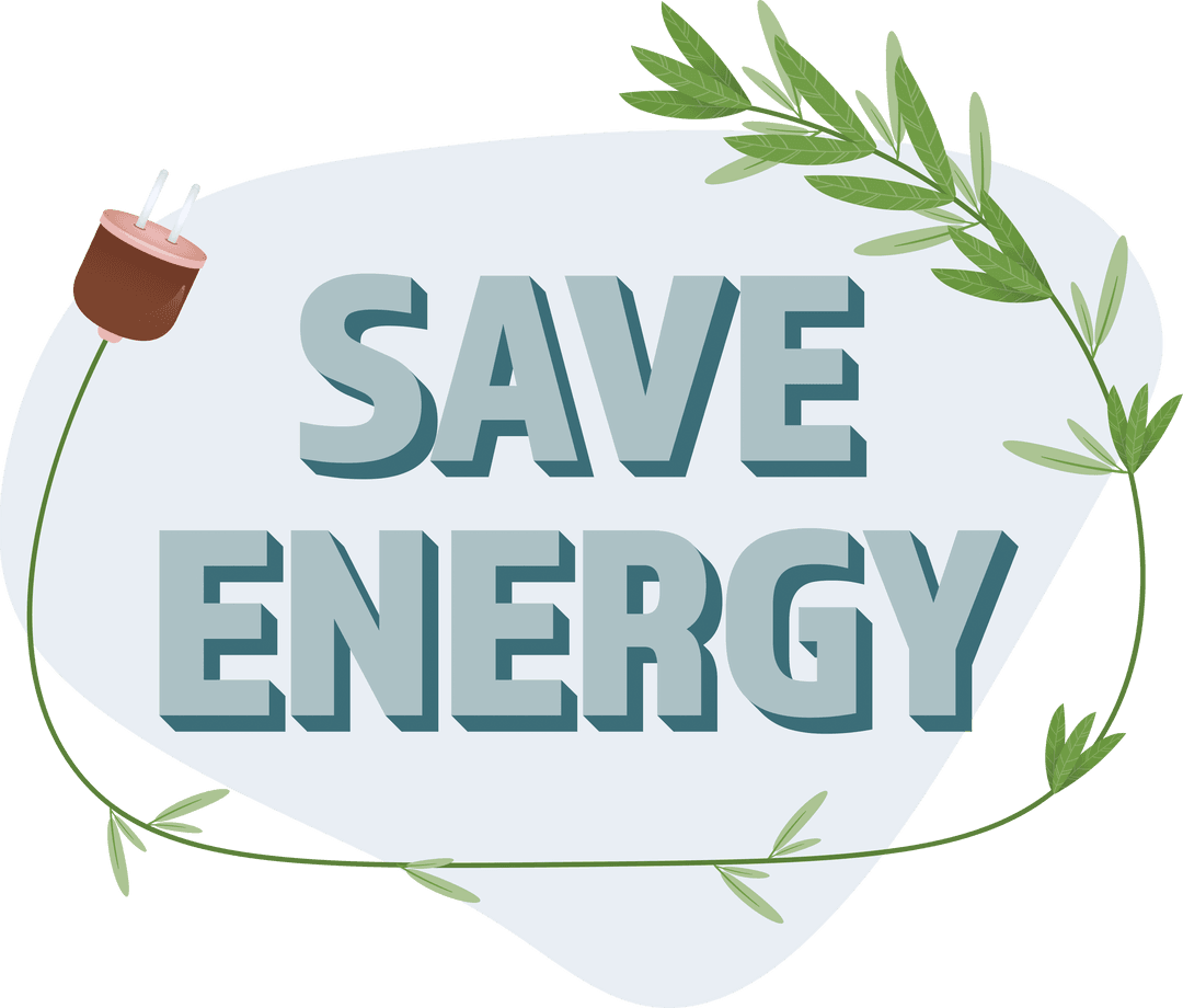 Save Energy Text on Transparent Background with Eco Design - Download Free Stock Images Pikwizard.com