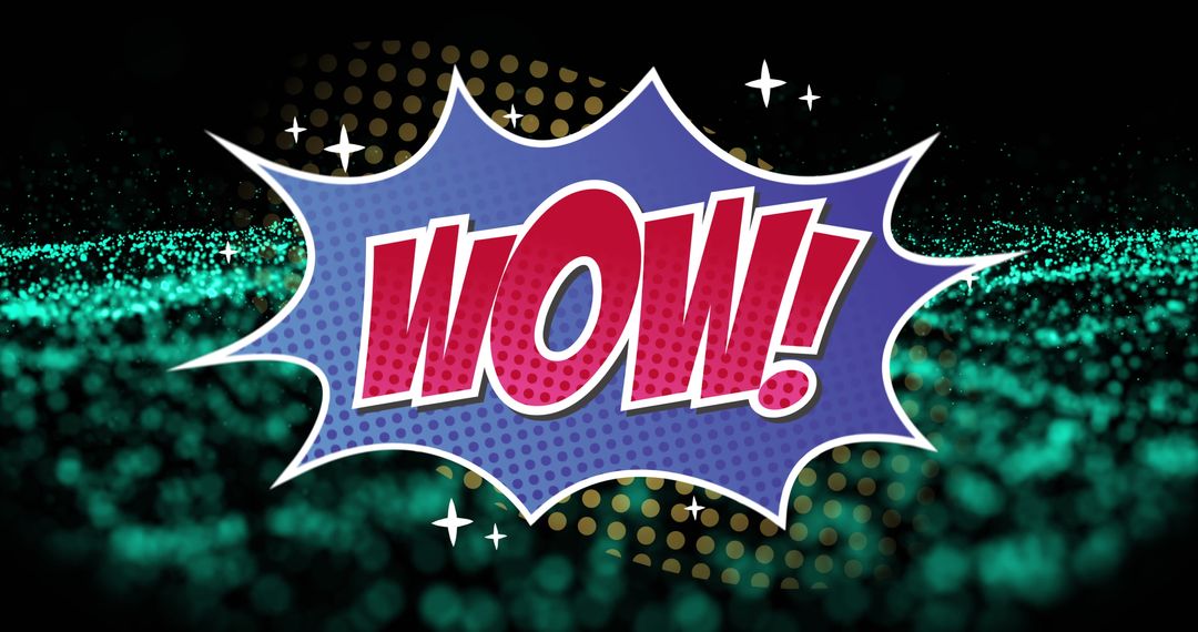 Comic Book Style WOW text on Speckled Background