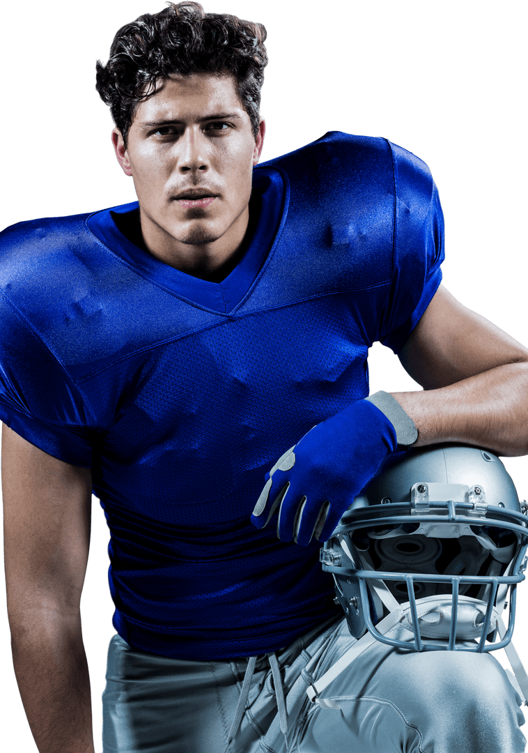 Caucasian Male Football Player Posing: Transparent Background