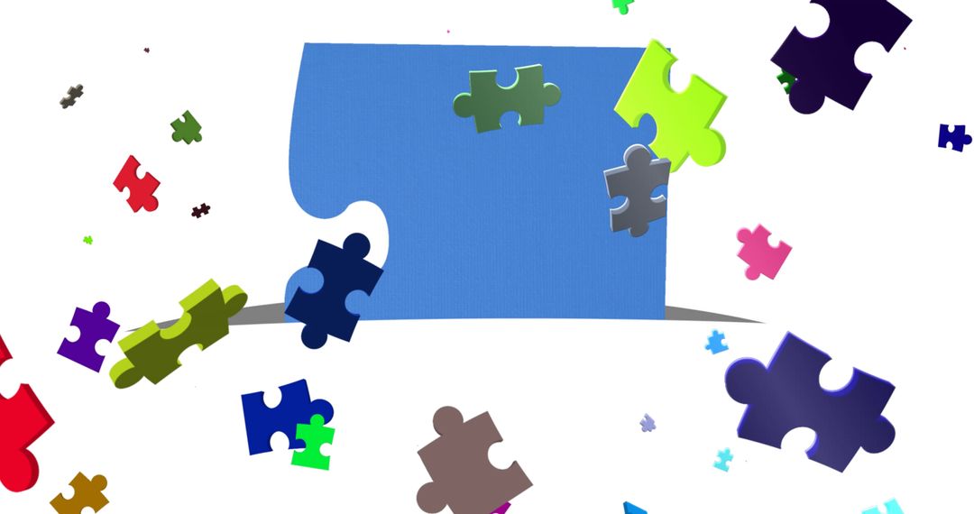 Colorful Puzzle Pieces Floating for National Puzzle Day
