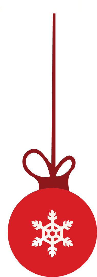 Red Christmas Bauble with Snowflake Design on Transparent Background