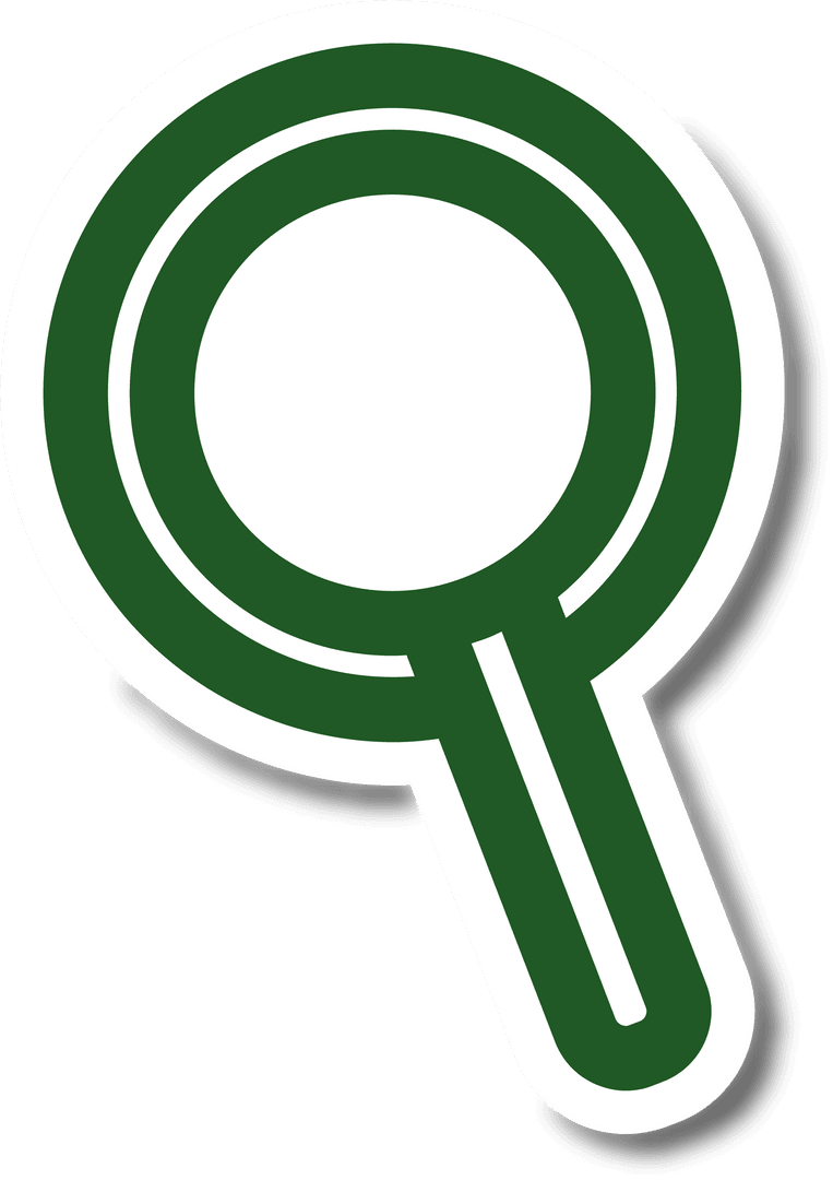 Green Magnifying Glass Icon on Transparent Background