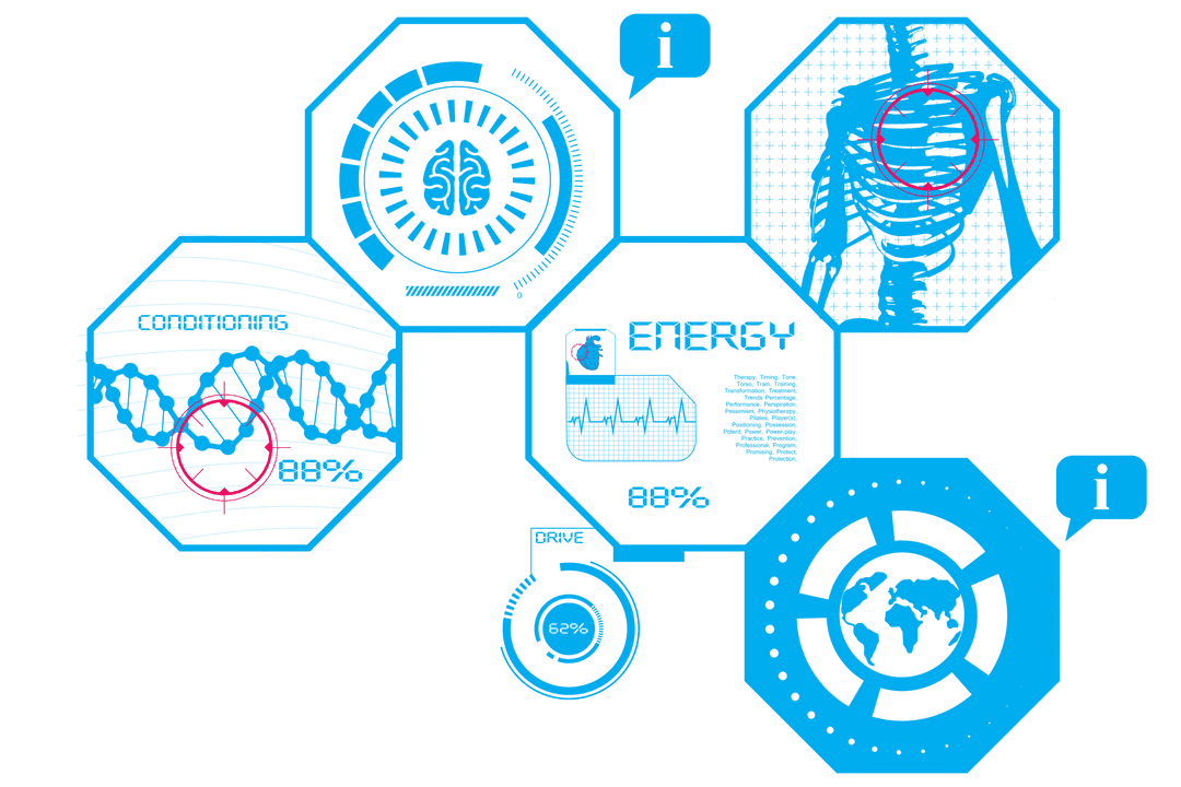 Innovative Digital Medical and Global Network on Transparent Background