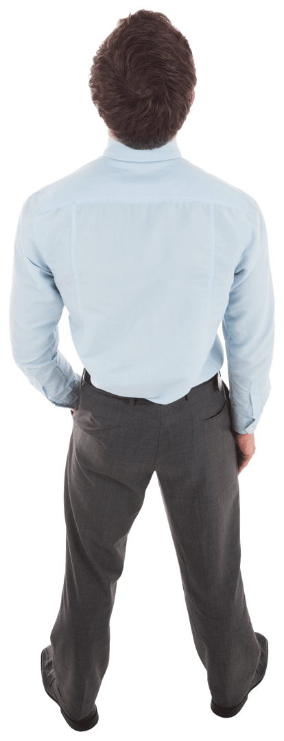 Transparent Back View of Businessman in Formal Attire